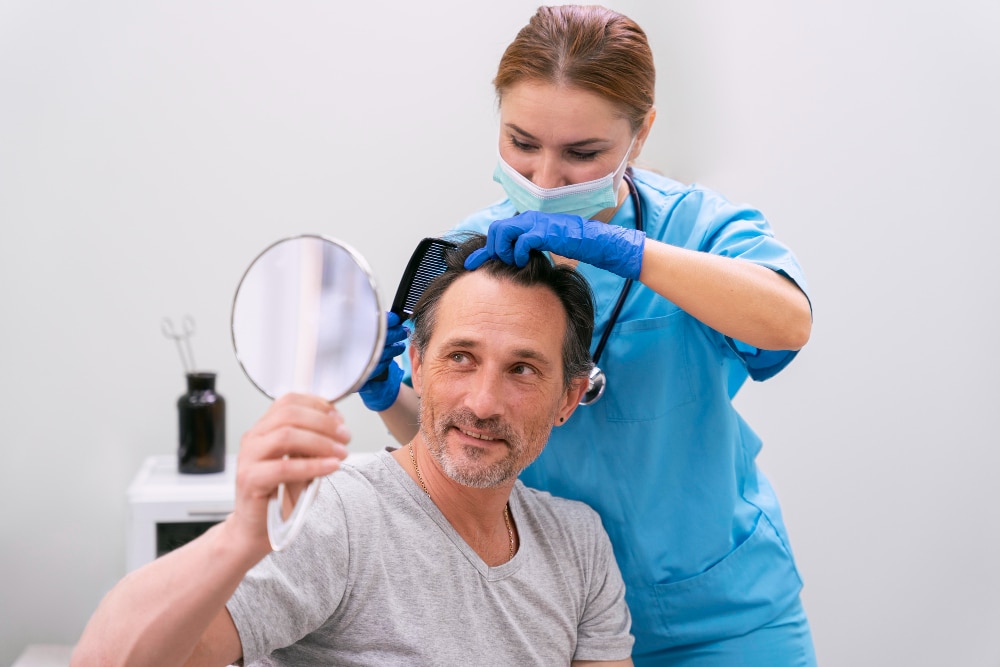 Hair Restoration with patient checking
